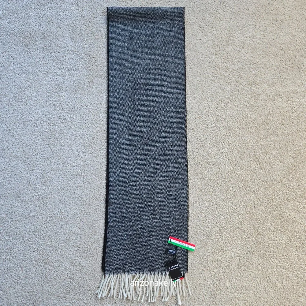 NWT Wool/Cashmere Blend Herringbone Black White Italy Il Moro Firenze - Picture 10 of 13